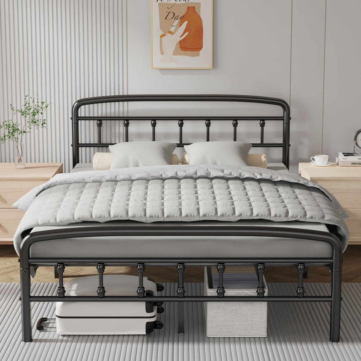 Full Size Metal Bed Frame with Headboard C5266