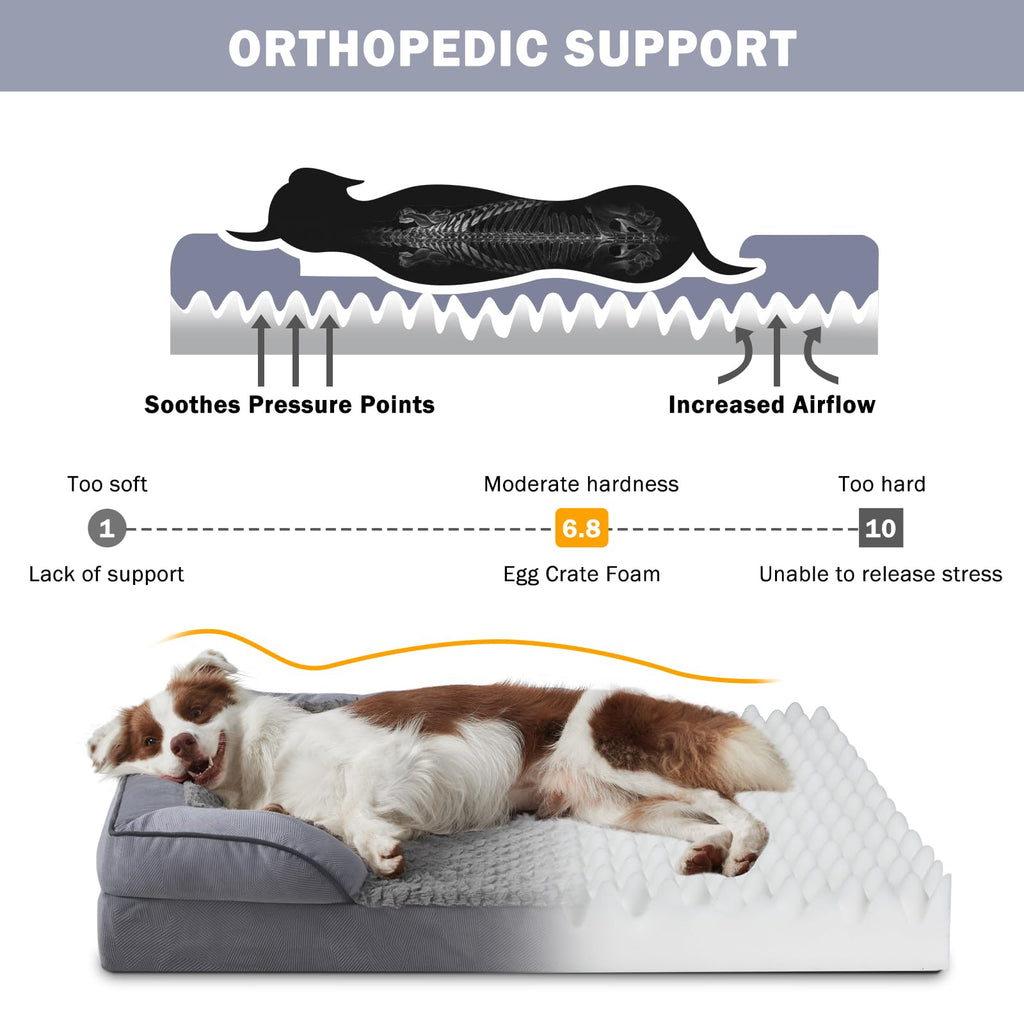 XL Washable Orthopedic Dog Sofa with Egg-Crate Foam V612