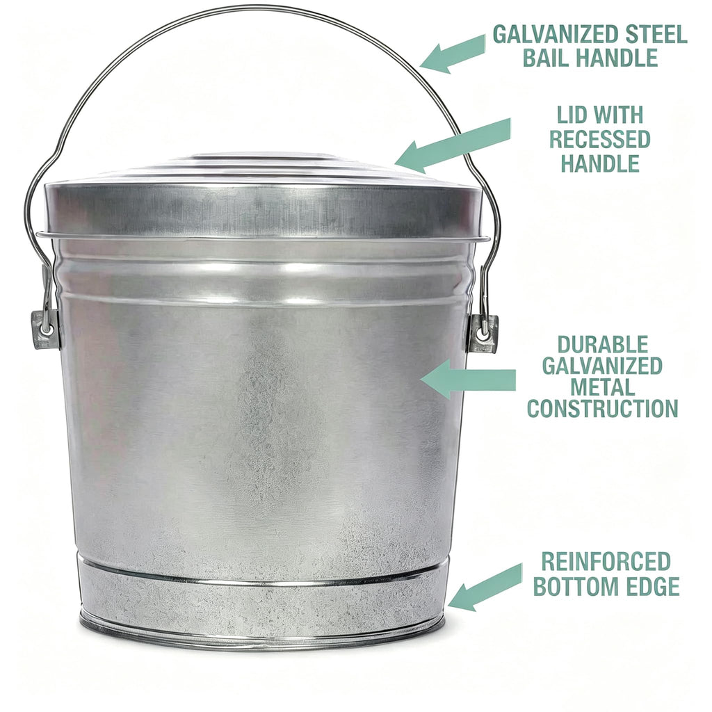 Galvanized Steel 6 Gallon Storage Can with Locking Lid J61401