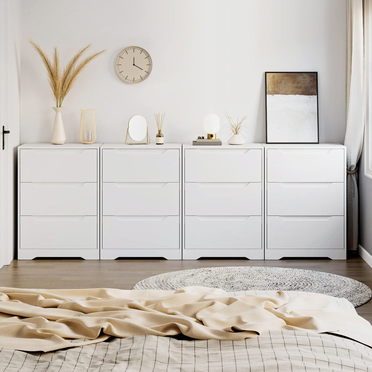 White 3 Drawer Wood Dresser X142179
