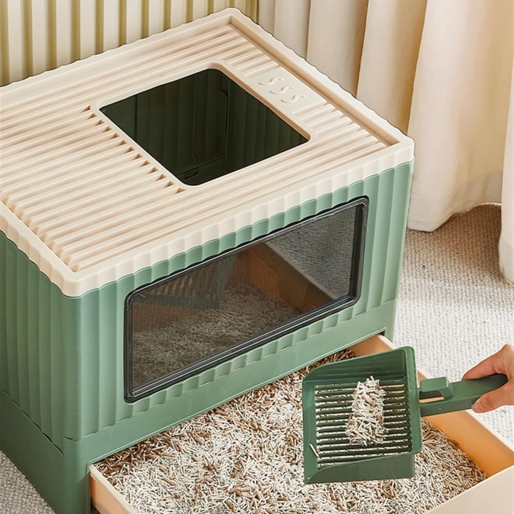 Foldable Top Entry Cat Litter Box with Lid J603844