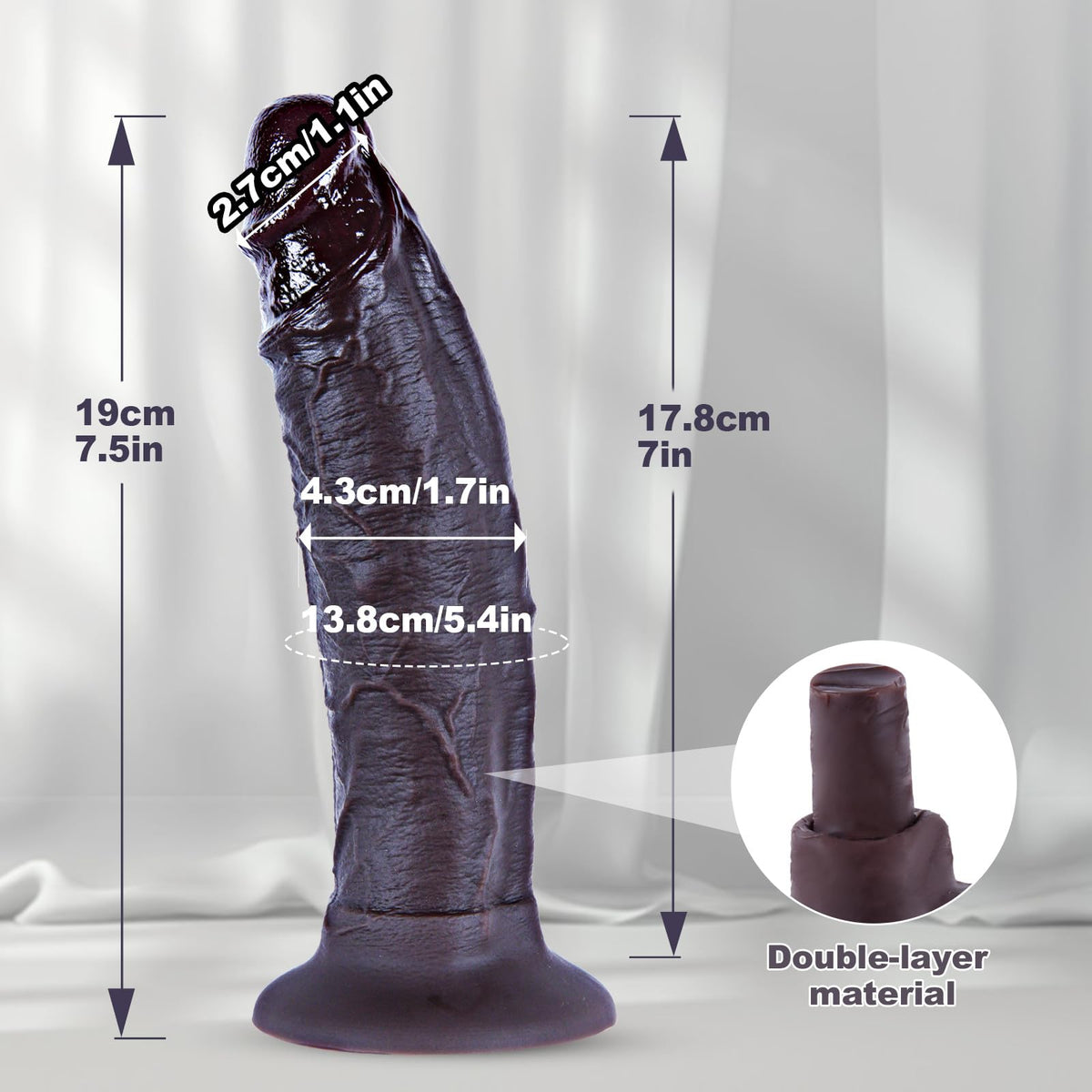 7 Inch Dual Density Silicone Dildo with Suction Cup H476458