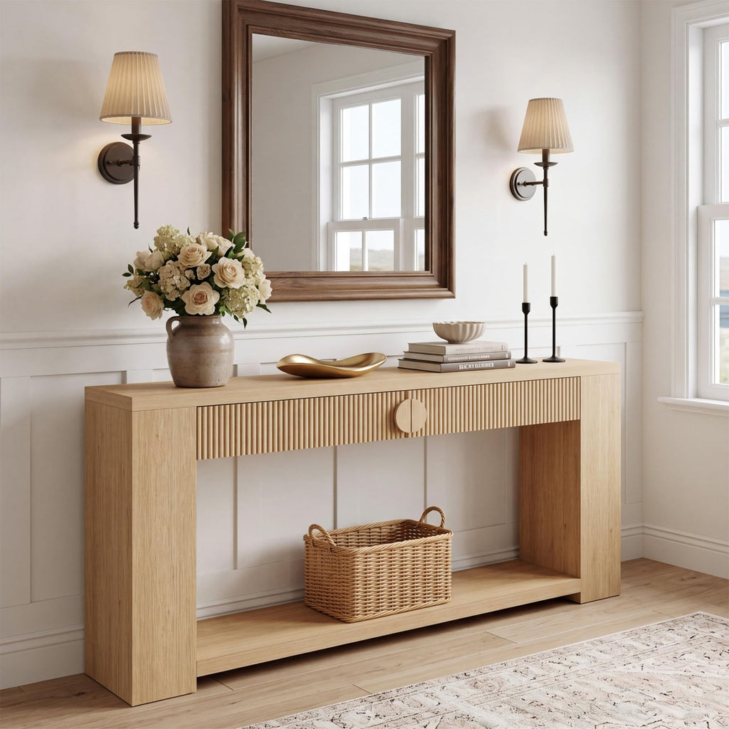Oak Console Table with Storage Drawers X52144
