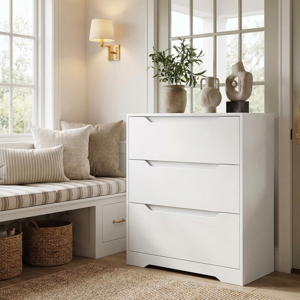 White 3 Drawer Wood Dresser X142179