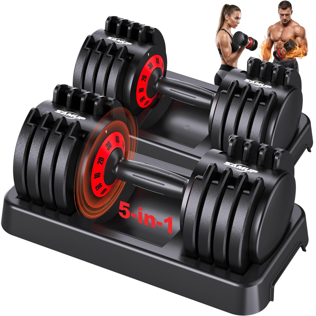 Adjustable Dumbbell Set of 2 with Storage Box E107