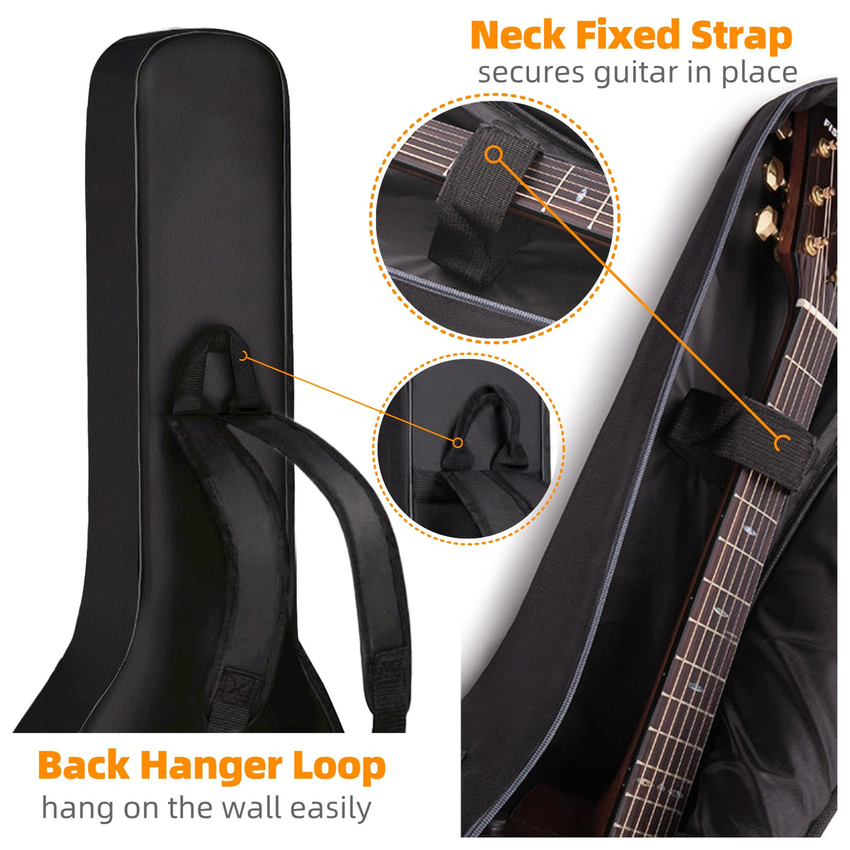 3/4 Size 36 Inch Acoustic Guitar Case Soft Padded Waterproof Gig Bag F209