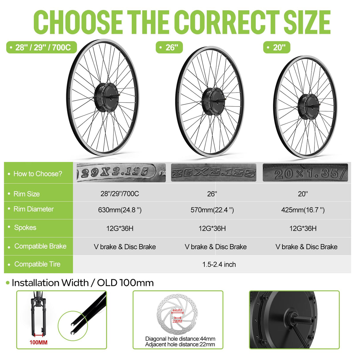 48V 500W Front Hub Motor Ebike Conversion Kit with Display D639
