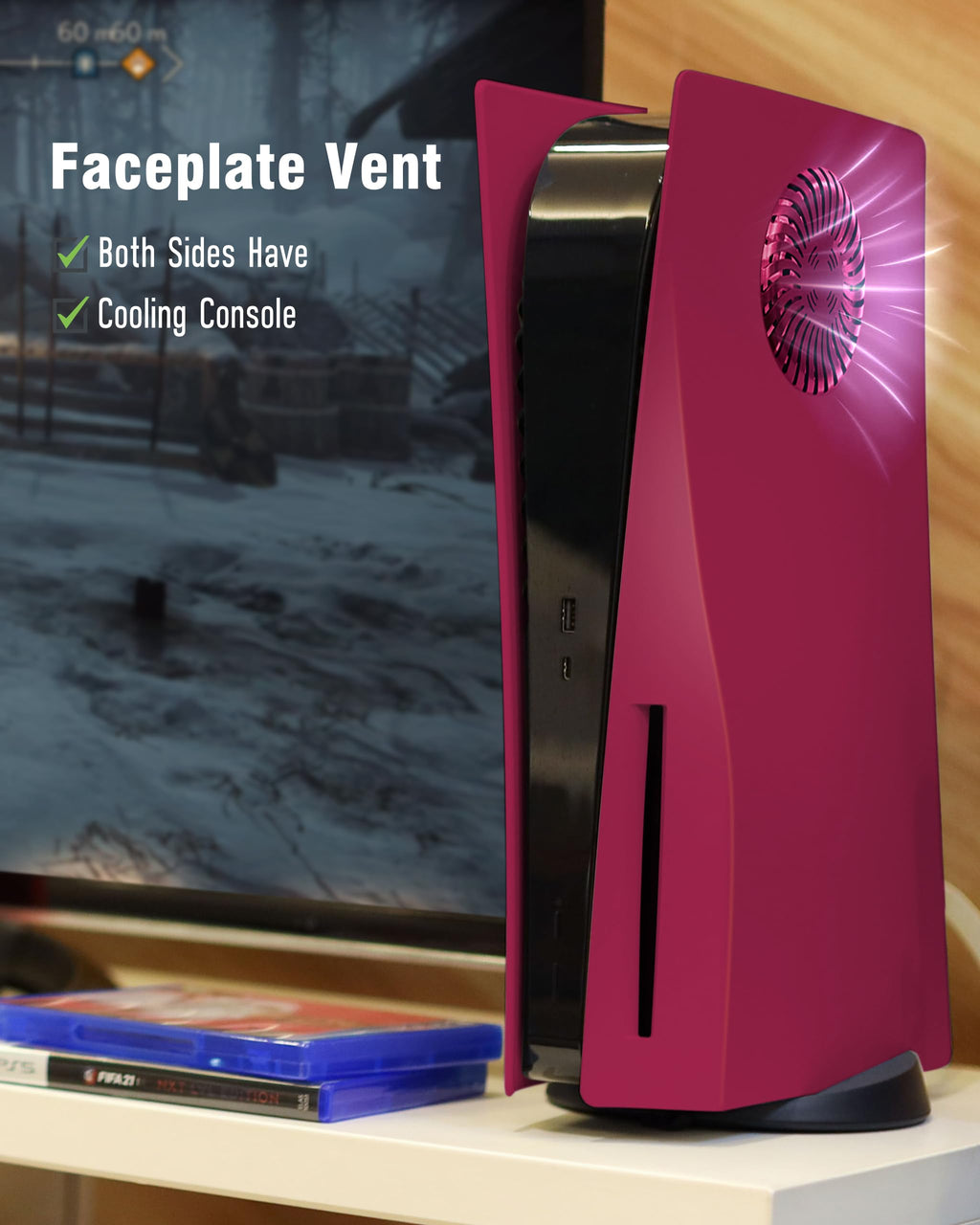 Cosmic Red Vented Faceplate for PS5 Disc Edition E514