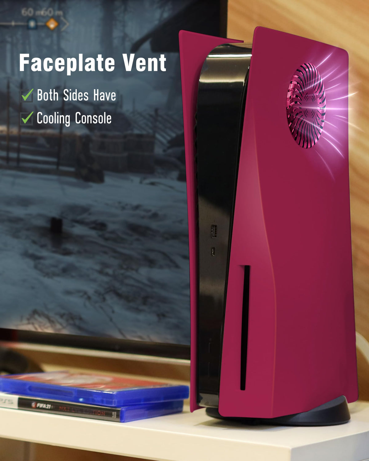 Cosmic Red Vented Faceplate for PS5 Disc Edition E514