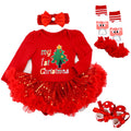 Baby Girls First Christmas Outfit Newborn Romper Tutu Dress with Shoes Headband Leg Warmer L84311