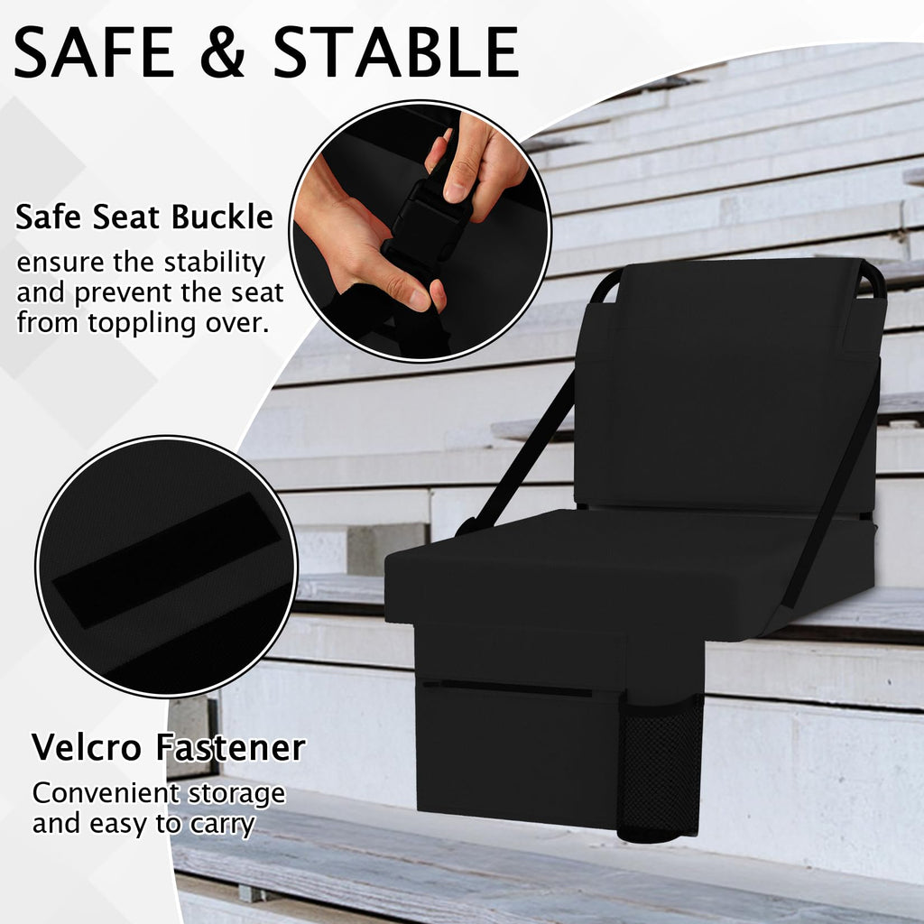 2pcs Stadium Seat for Bleachers with Back Support and Cushion S7266