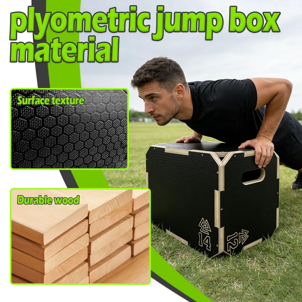 3 in 1 Non-Slip Wooden Plyometric Jump Box Q218