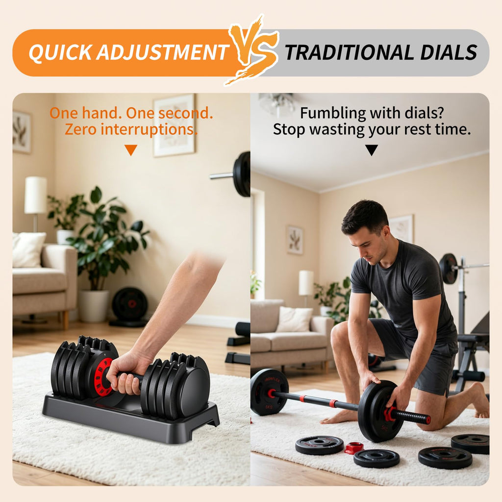 Adjustable Dumbbell Set of 2 with Storage Box E107