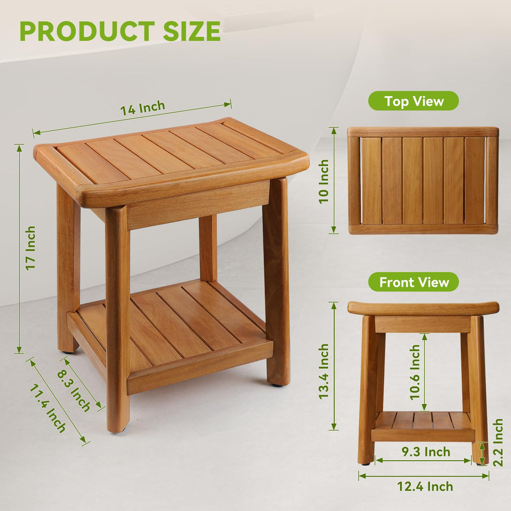 Waterproof Wooden Teak Shower Bench D6001
