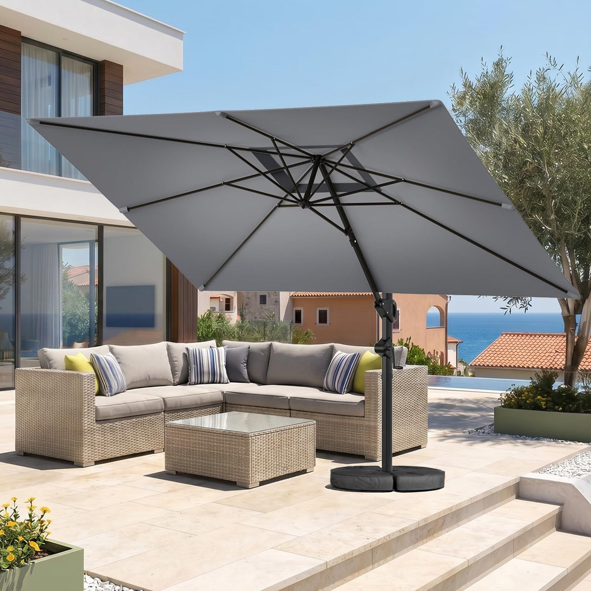 9x12 FT Cantilever Patio Umbrella with Base L21522