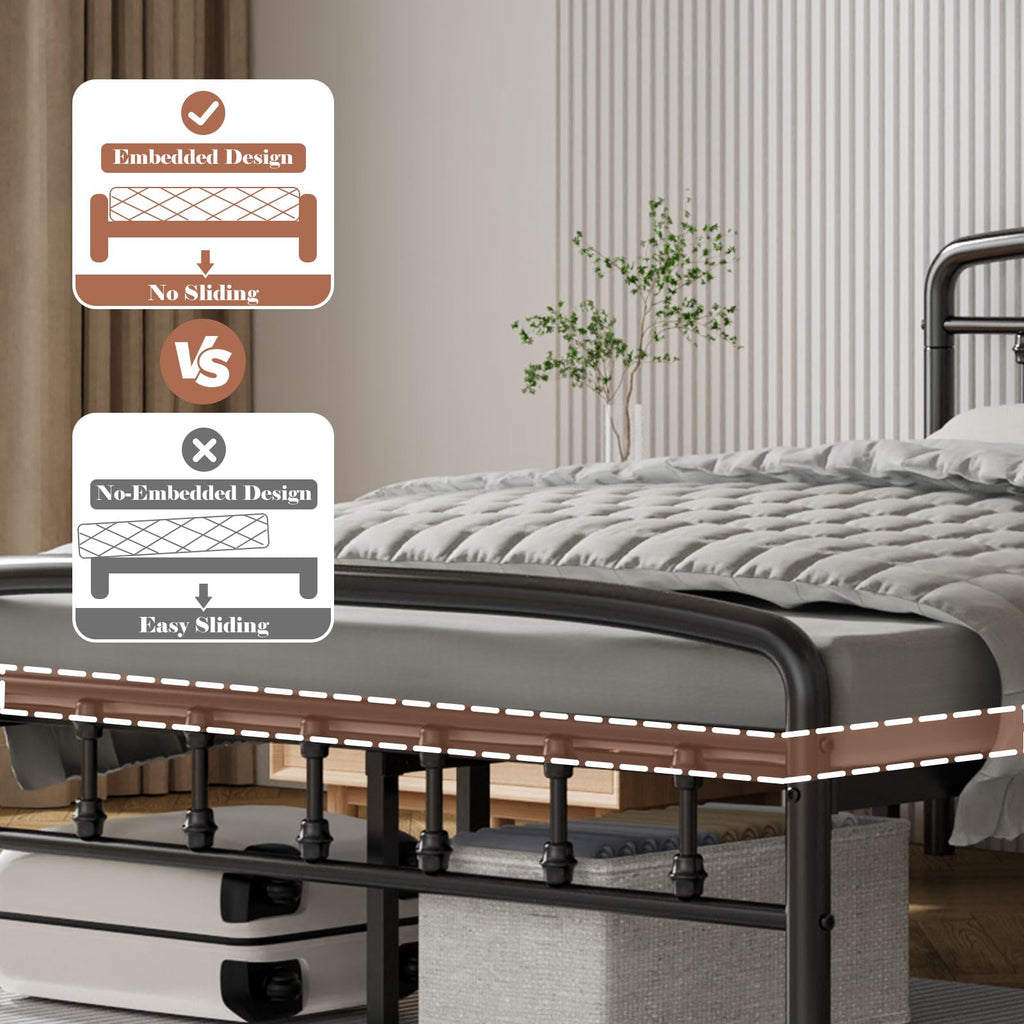 Full Size Metal Bed Frame with Headboard C5266