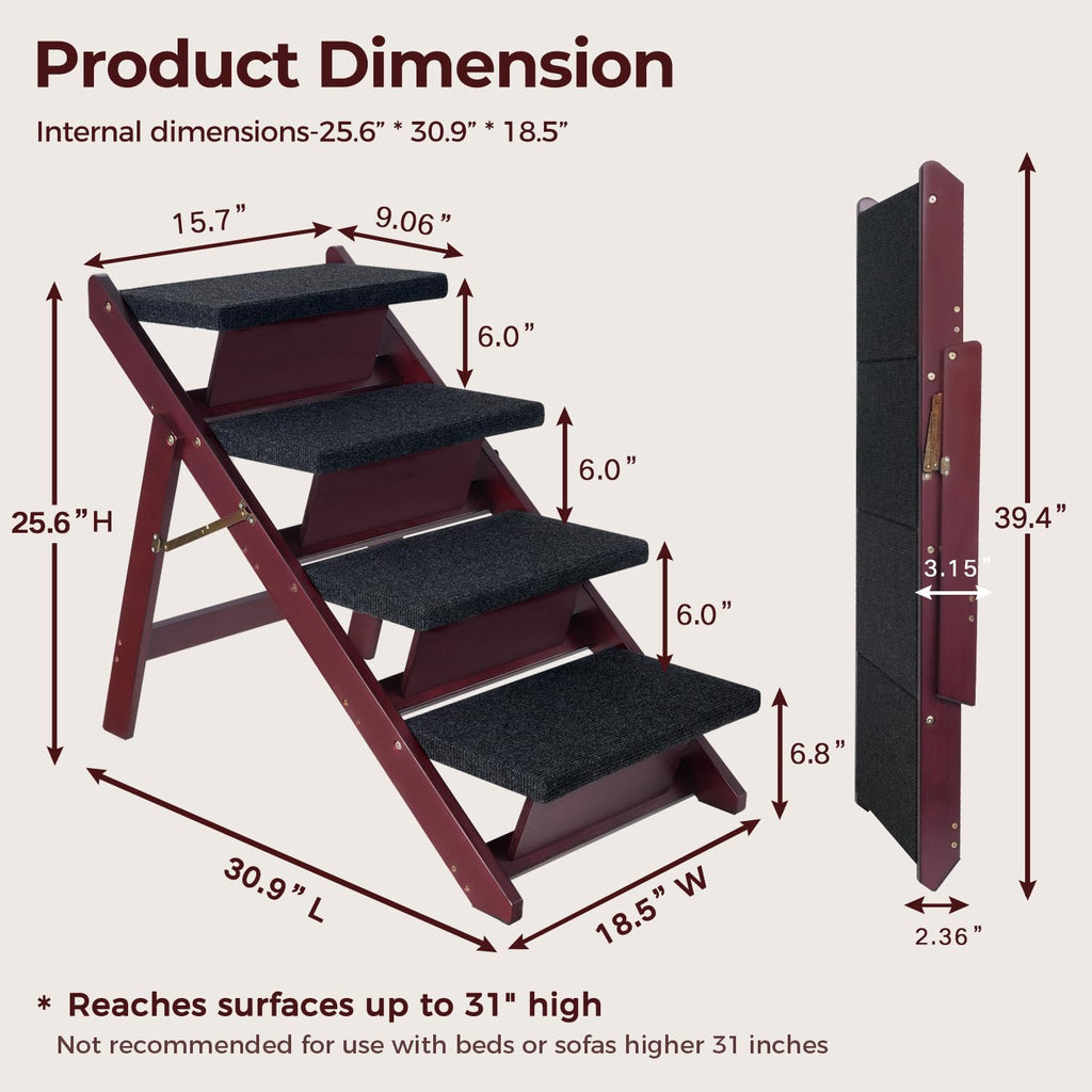 Foldable 4 Steps Wooden Dog Stairs T20379