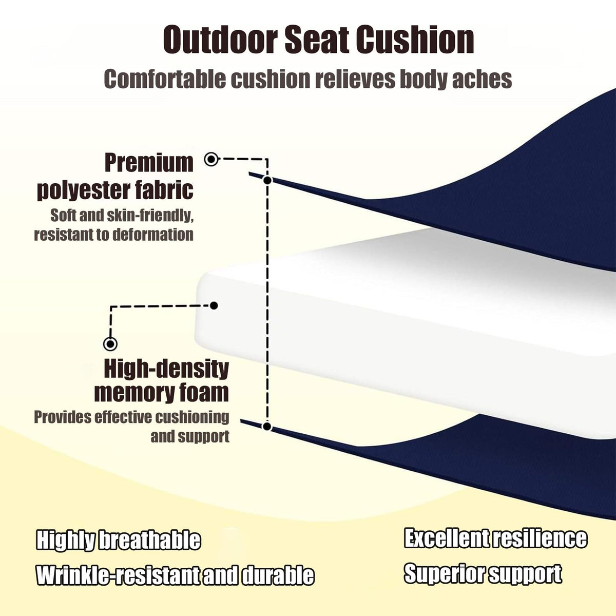 2 Pcs Portable Bleacher Seat Cushions with Handle N965
