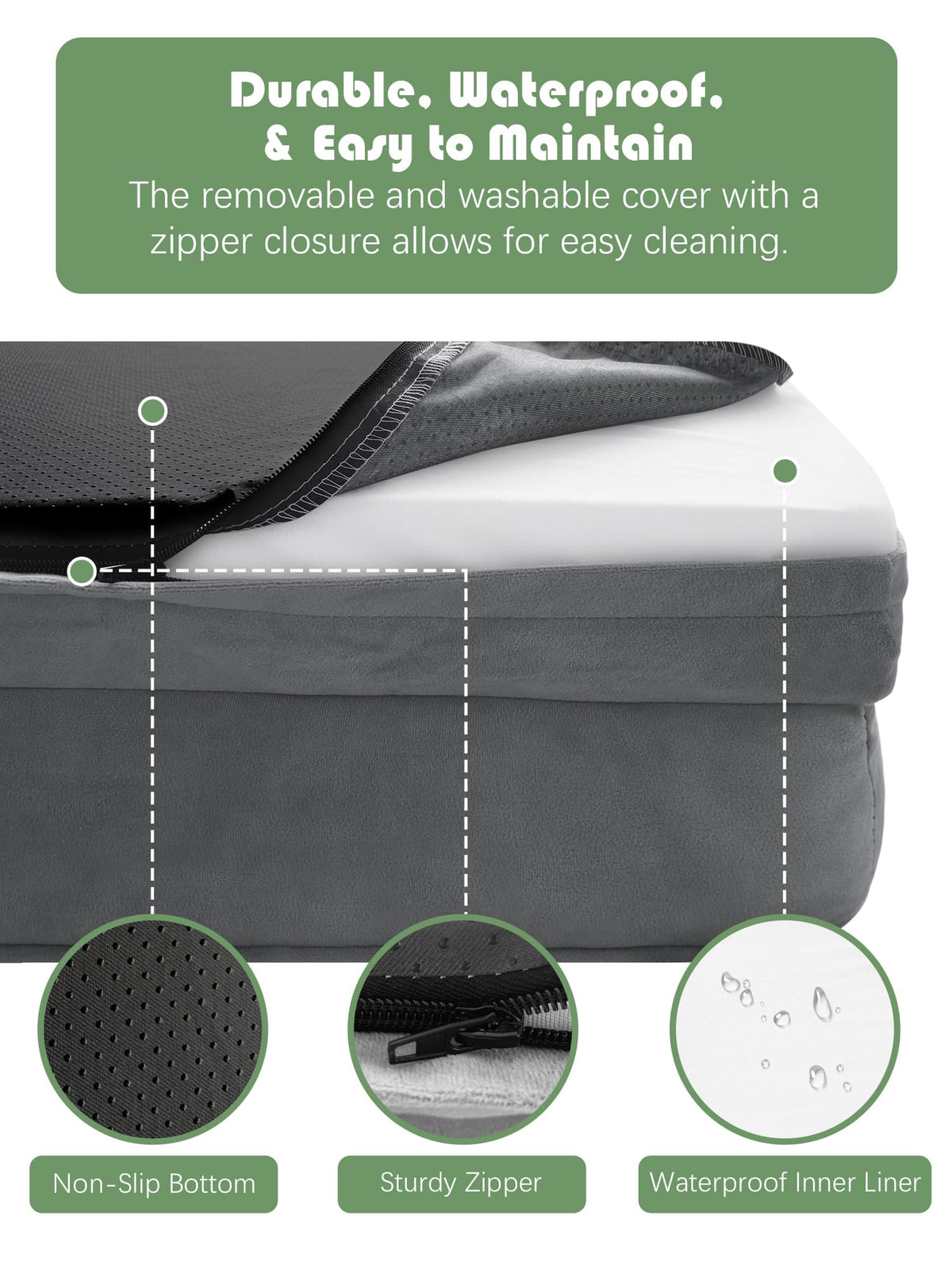 Orthopedic Dog Bed with Sides Grey D3188