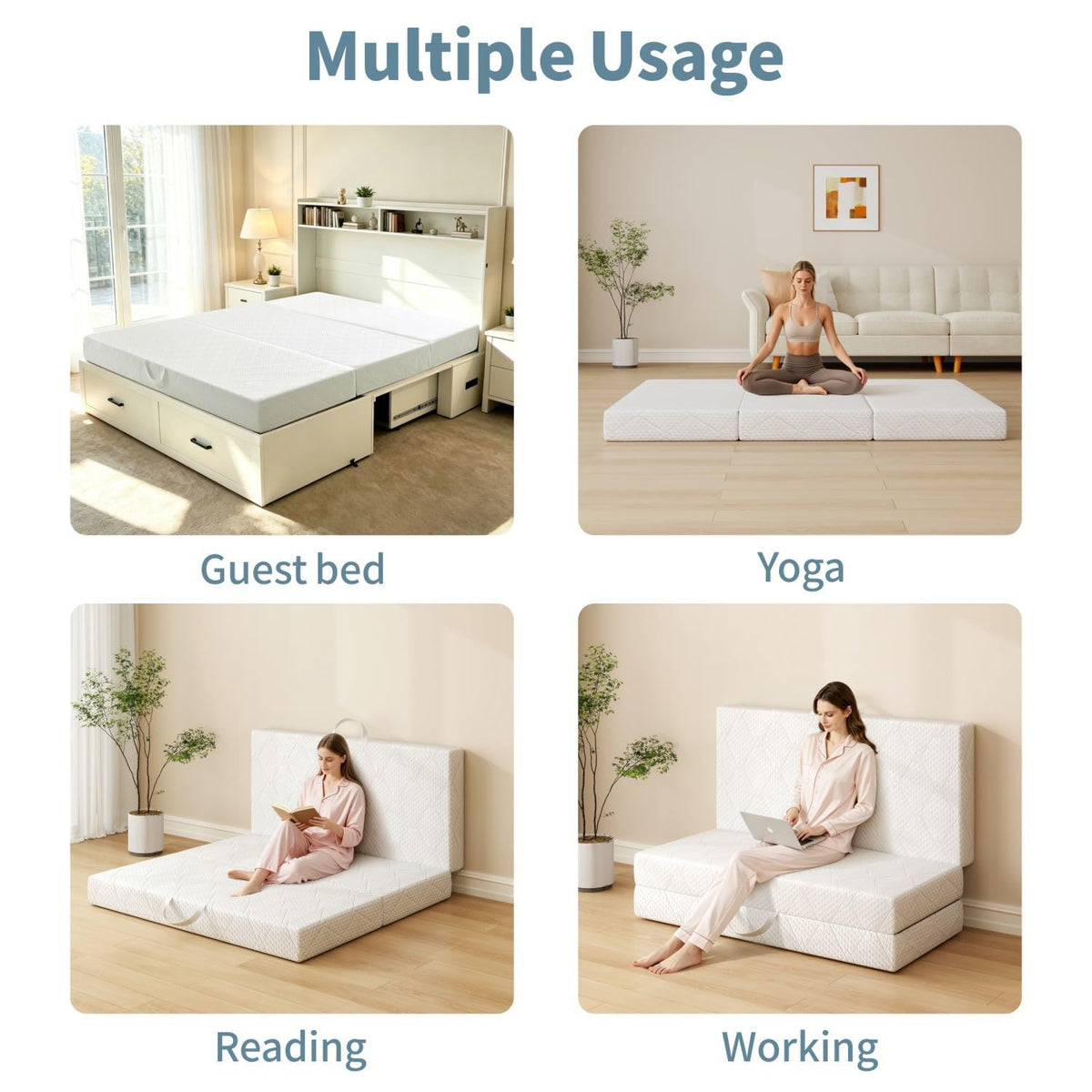 Queen Size Folding Memory Foam Tri-fold Mattress A4624
