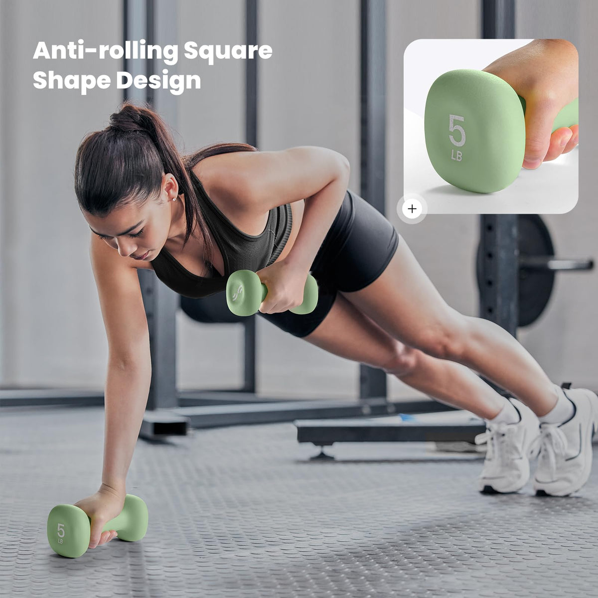 Neoprene Dumbbells Set of 2, 5lb Hand Weights, Green F79675
