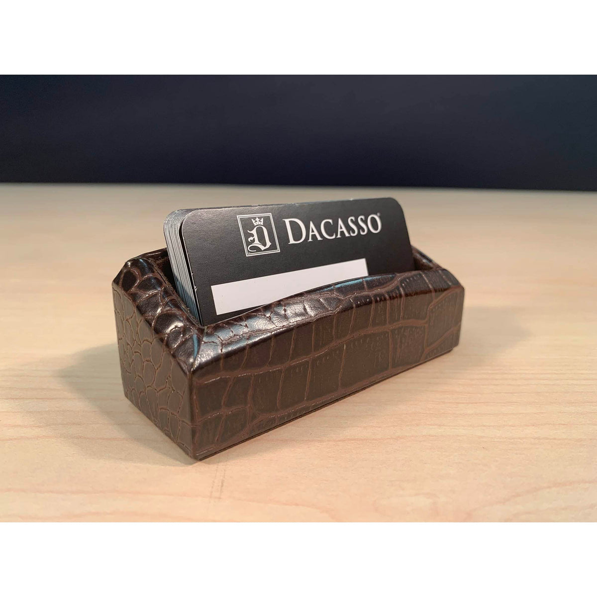 Brown Crocodile Embossed Leather Desk Set O446511