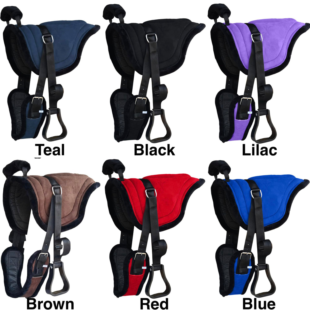 Padded Suede Leather Bareback Pad with Girth & Stirrups W3602