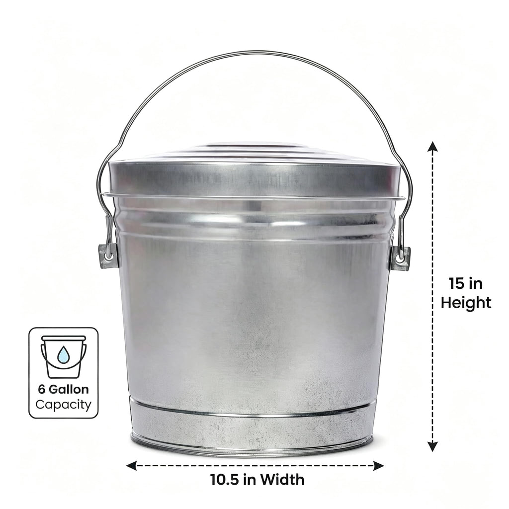 Galvanized Steel 6 Gallon Storage Can with Locking Lid J61401