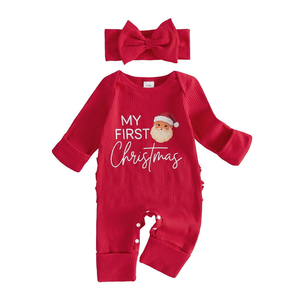 Christmas Baby Girl Long Sleeve Romper Headband F768844