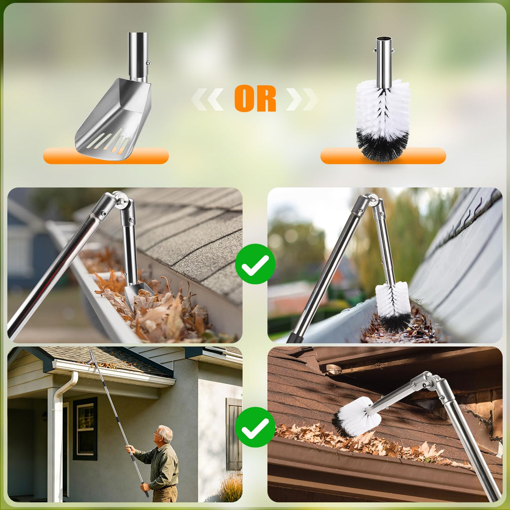 6.4FT Gutter Cleaning Tools with Extension Pole & Brush U262483