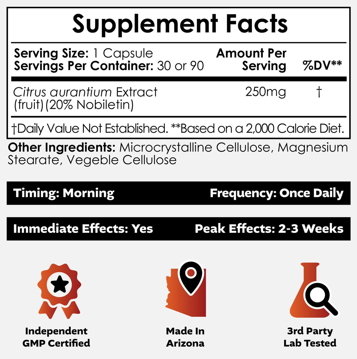 250mg 30 Count Nobiletin Capsules H4888