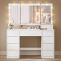 Vanity Desk with LED Lights and Tri-Fold Mirror, 9 Drawers B9348