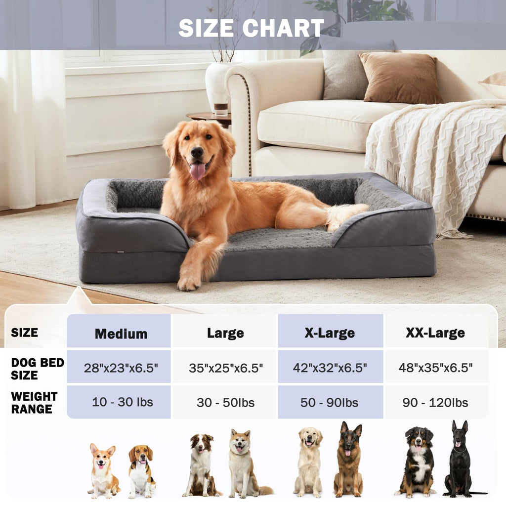 XL Washable Orthopedic Dog Sofa with Egg-Crate Foam V612