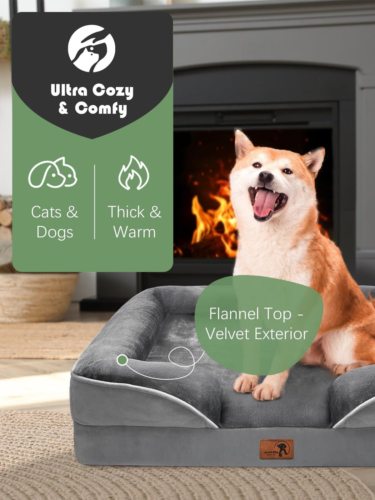 Orthopedic Dog Bed with Sides Grey D3188
