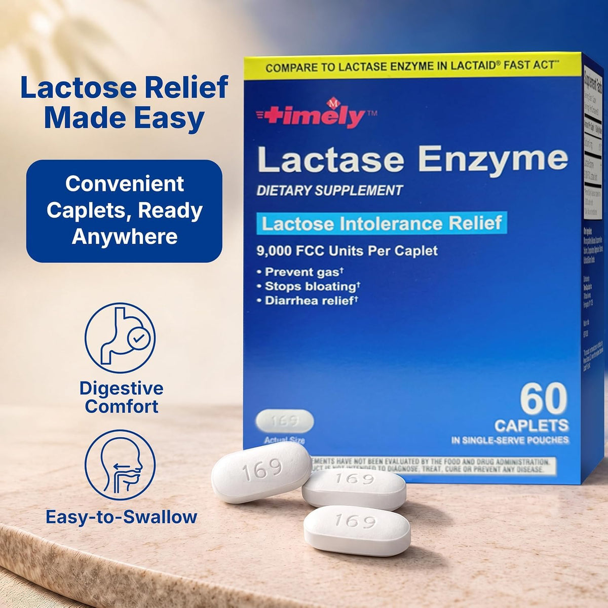Lactase Enzyme 9,000 FCC Units 60 Caplets I14984