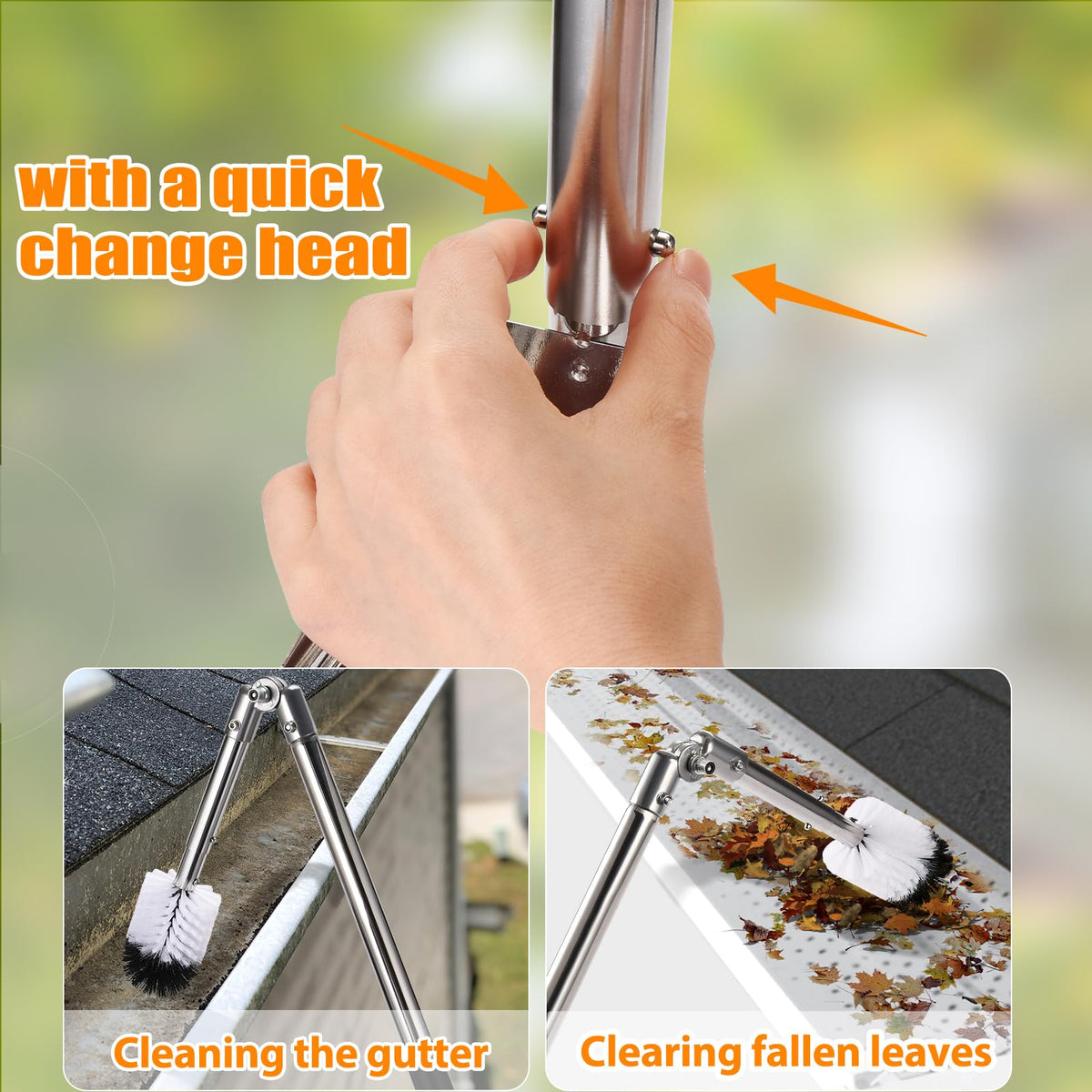 6.4FT Gutter Cleaning Tools with Extension Pole & Brush U262483