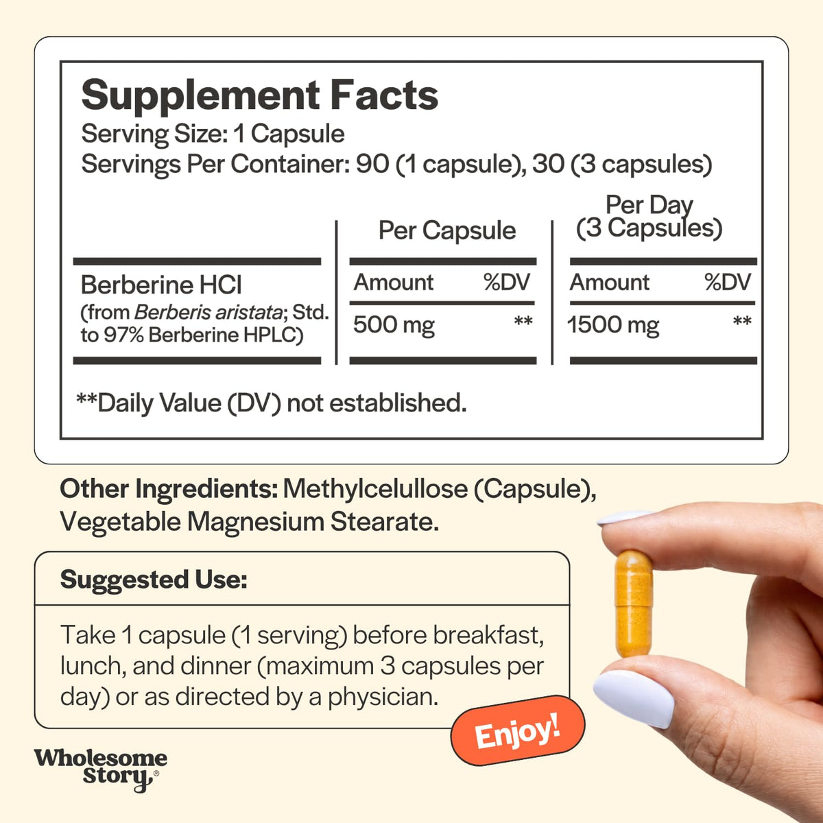 Berberine Supplement 1500mg 90 Capsules F540886