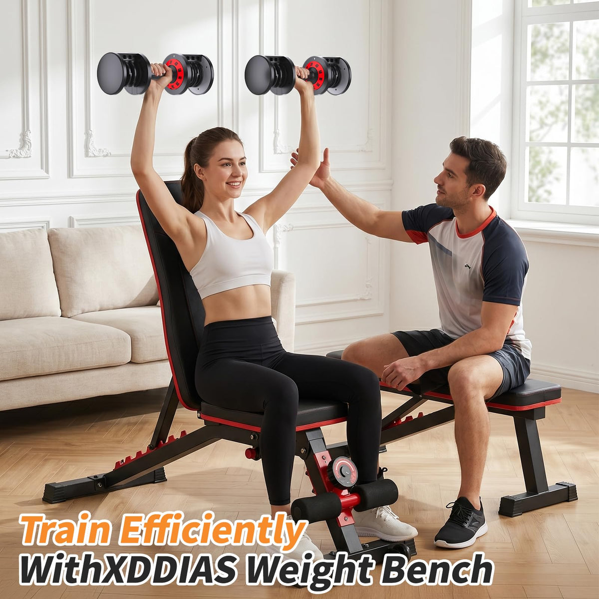 Adjustable Dumbbell Set of 2 with Storage Box E107