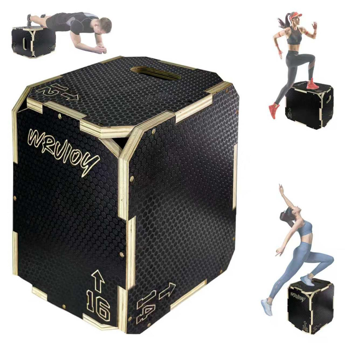 3 in 1 Non-Slip Wooden Plyometric Jump Box Q218