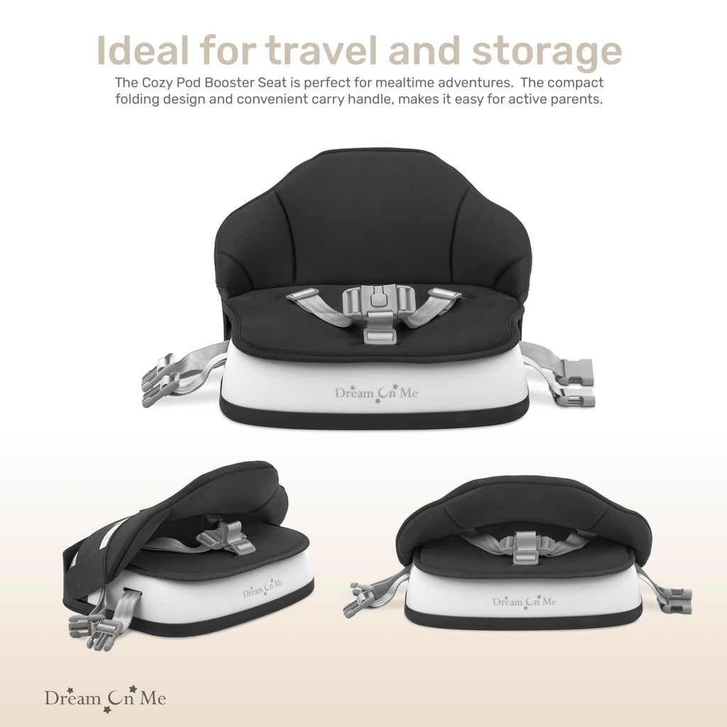 Portable Baby Booster Seat with 3-Point Harness & 2 Fixing Belts, Black H857