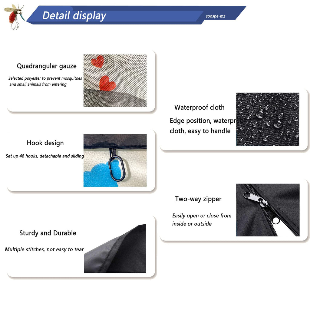 10x12 Gazebo Replacement Mosquito Netting 4-Panel Sidewall Screen with Zipper Black O8522
