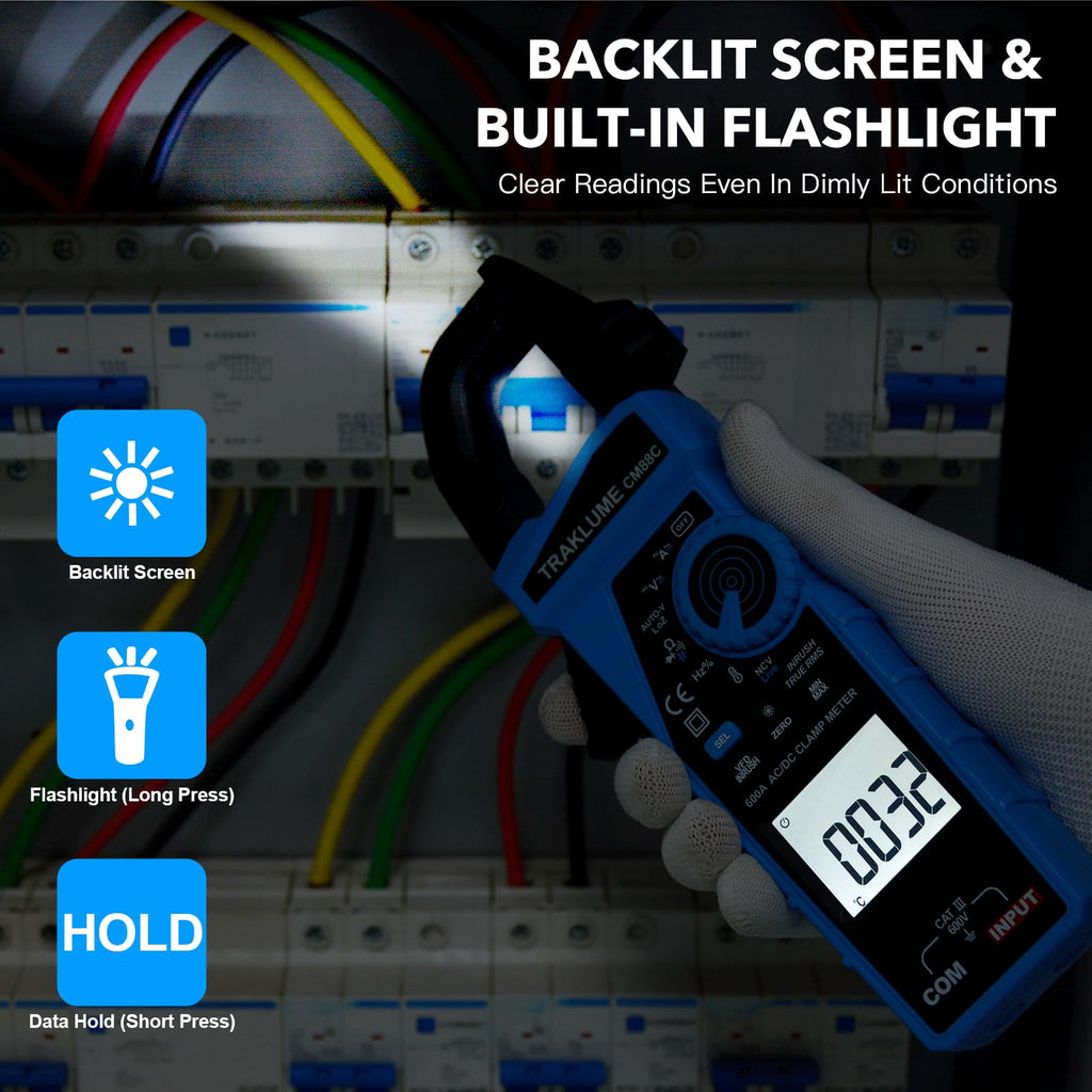 600A AC/DC TRMS Clamp Meter Multimeter J587