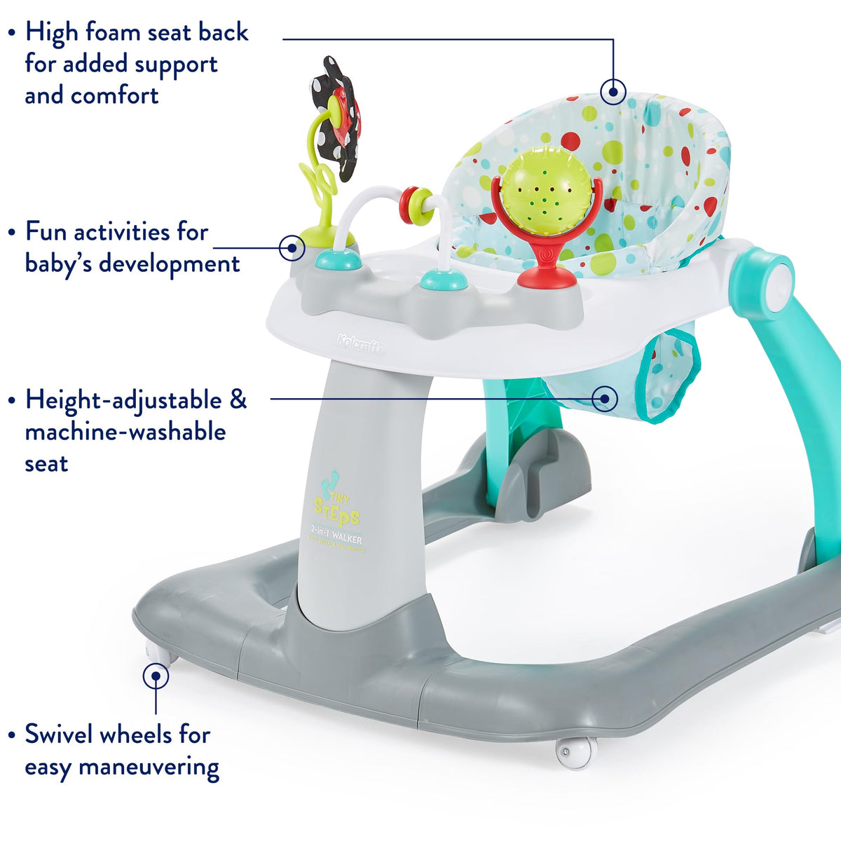 Foldable Adjustable Baby Walker with Wheels J68002