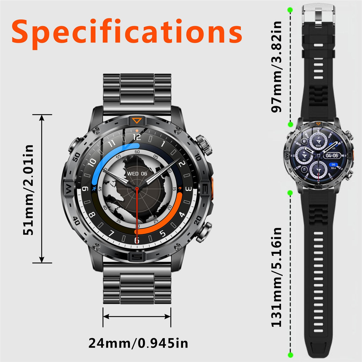 1.7" HD Touchscreen IP68 Waterproof Smart Watch Y9856