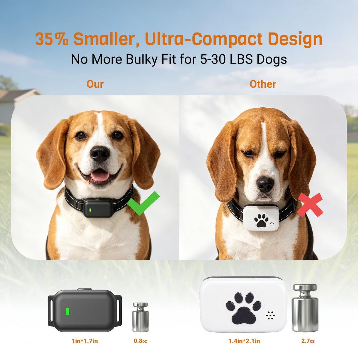 Ultra-Small IPX8 Dog Training Collar with Beep & Vibration & Shock I198