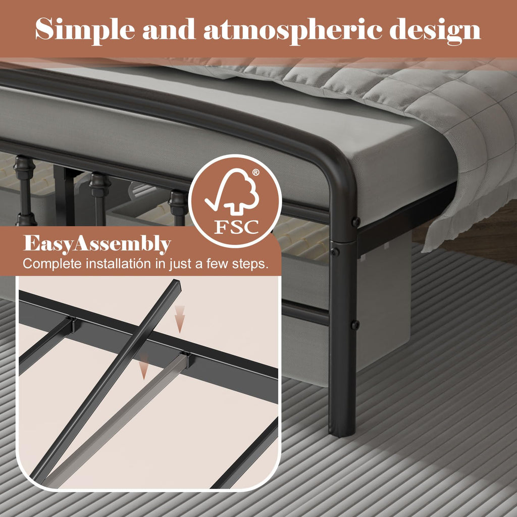 Full Size Metal Bed Frame with Headboard C5266