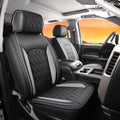 Leather Seat Covers for Chevy Silverado GMC Sierra, Custom Fit, Front Pair, Black Grey Q419017