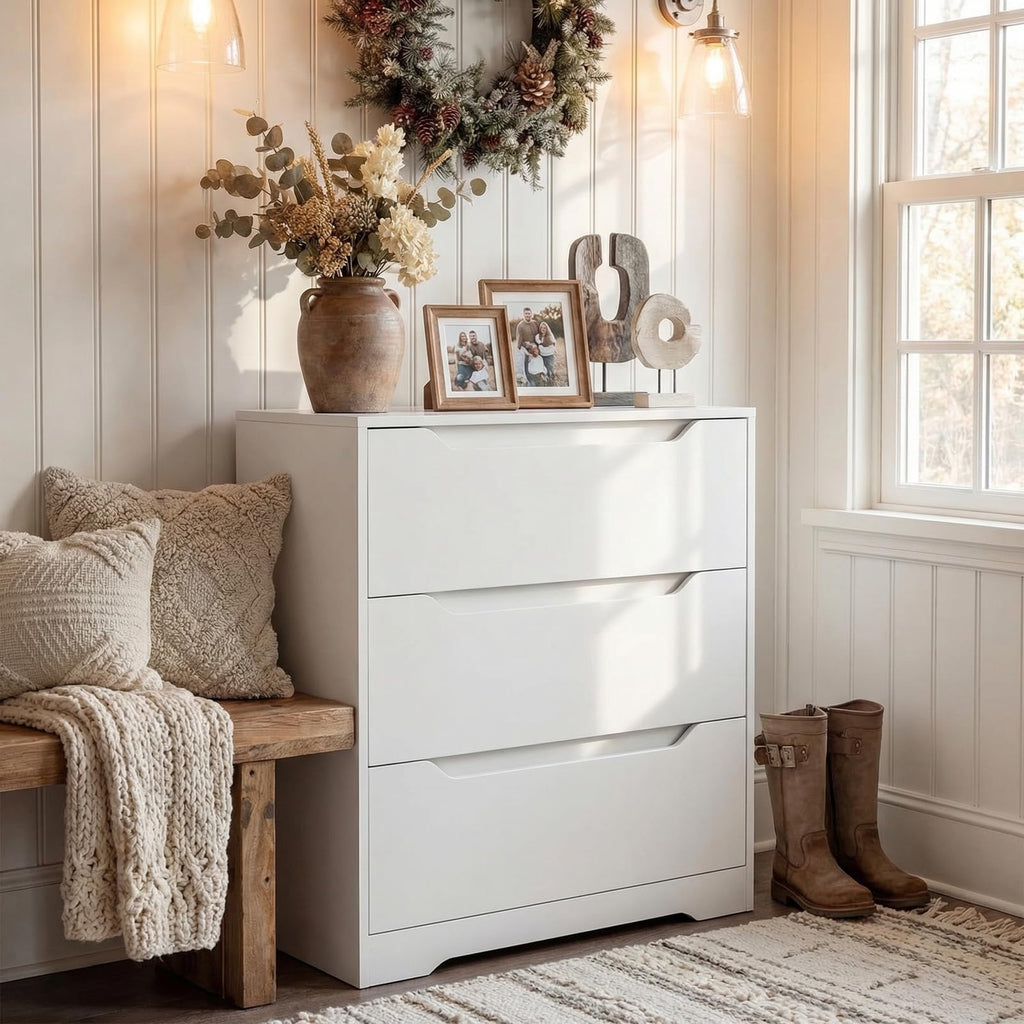 White 3 Drawer Wood Dresser X142179