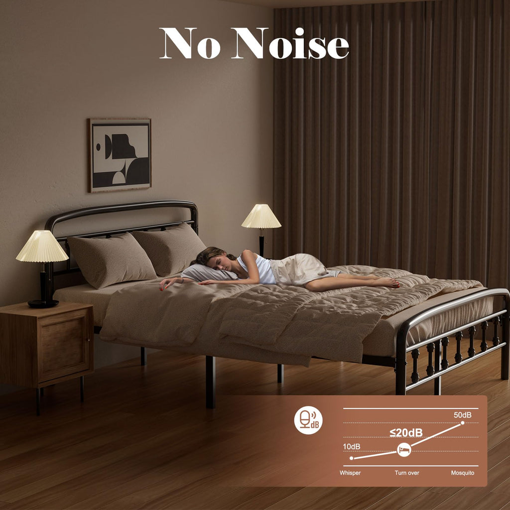 Full Size Metal Bed Frame with Headboard C5266