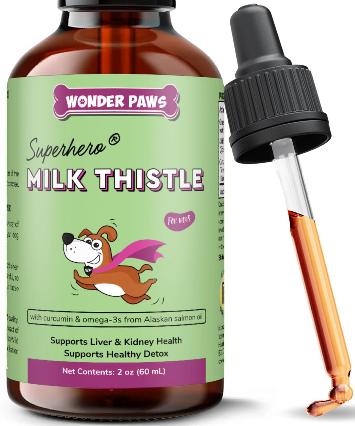 Milk Thistle Liver Support for Dogs with Salmon Oil & Curcumin 2 Oz P8873